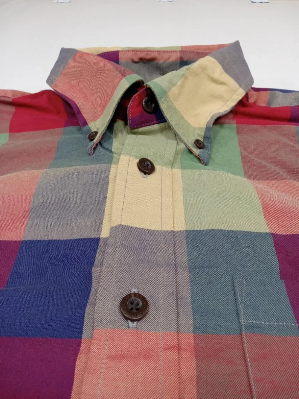 Orvis Mens Large Signature Twill Plaid Button Down Shirt Multicolor Long Sleeve